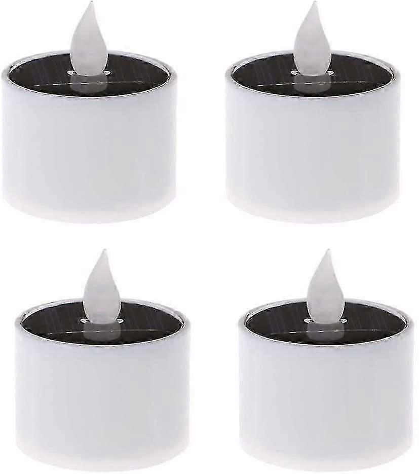 sollys: sett med 4 solcelleledede telys, ip65, hvit
