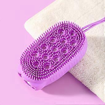 Double-Sided Exfoliating Scrub Sponge Bubble Bath Brush Massager Skin Cleanser Cleansing Pad Bathroom Accessories Silicone Body Cleansing Brush Purple