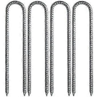 Ground stakes, 4 pack 12 inch u shaped trampoline pegs, heavy duty ground stakes for camping [MI],L