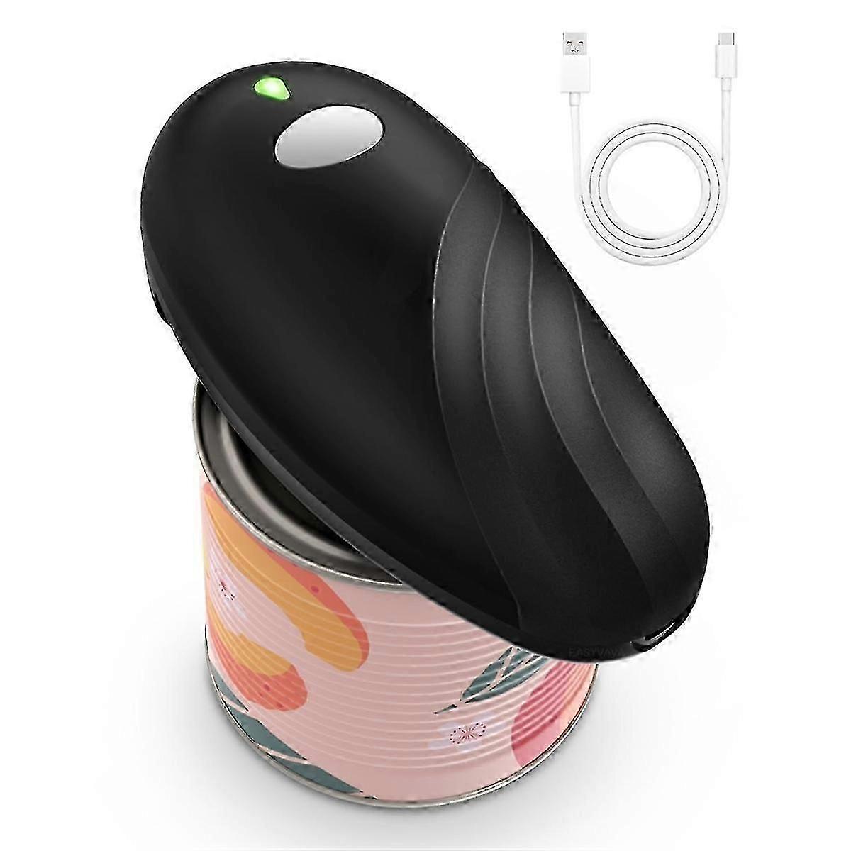 Automatic Can Opener Electric Rechargeable compatible with Elderly, One-Touch Smooth Edge Design