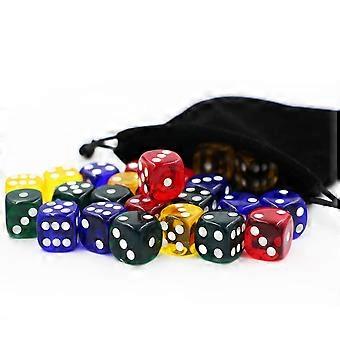 24PCS Rounded Dice Set Translucent Acrylic 6 Sided Dices for Board Games Classroom Activities 4 Colors 16mm   0.63in
