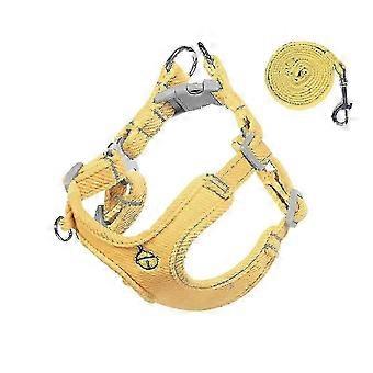 Harness For Small Dogs And Cats With Leash Set Soft Adjustable No Pull Easy Walk No Choke Easy To Put (yellow Xxs) 26-27