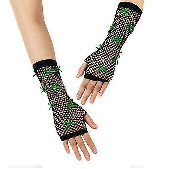 Netz-Schleifenhandschuhe, fingerlos, mit Lochmuster, Damenhandschuhe, Karnevalshandschuhe, Partyhandschuhe, Armbekleidung, Maskenballhandschuhe, Festtagshandschuhe, Königsblau