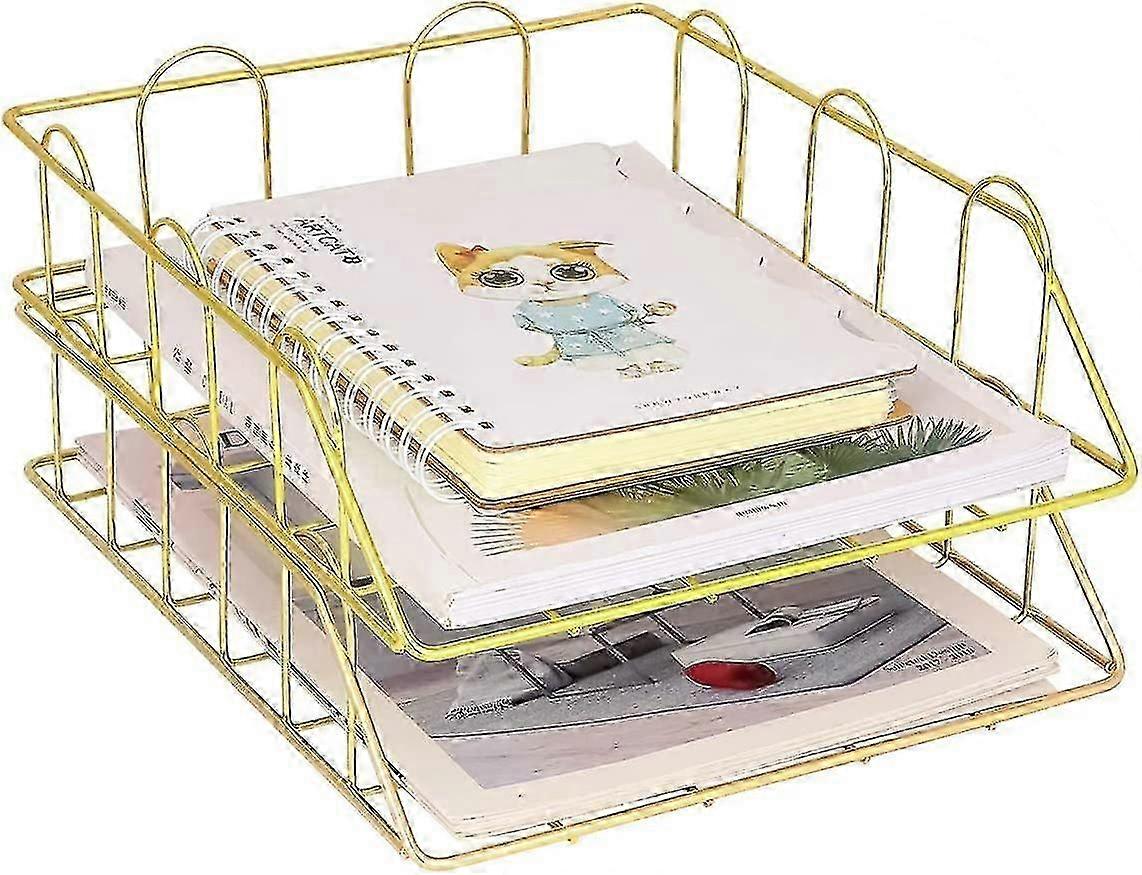 Letter Tray, Stackable, Copper, 2 Pieces Gold