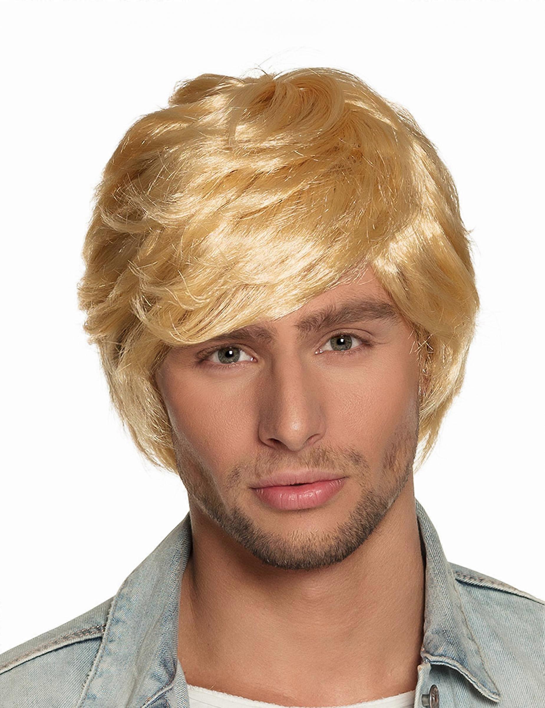Short retro blonde men's wig