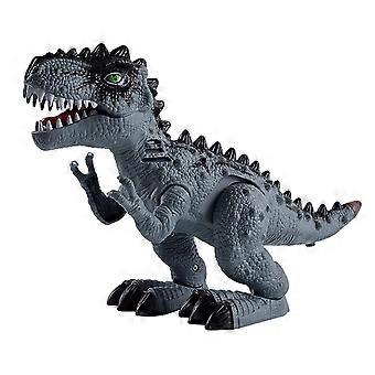 Elektrischer Spielzeugdinosaurier, laufender Dinosaurier, Dinosaurier-Roboter, mit realistischem Dinosaurier, bewegt sich und macht dabei brüllende Geräusche, grau