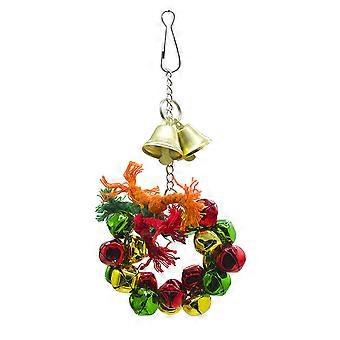 Parrot Chewing Toy Bell Wreath for Hanging 2Pcs Cage Decor
