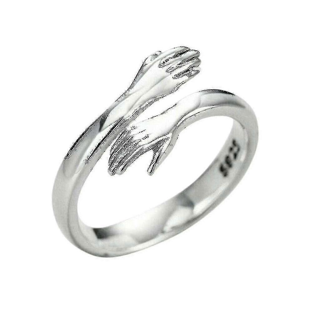 Love Hug Ring Open Finger Fully Adjustable Ring Silver