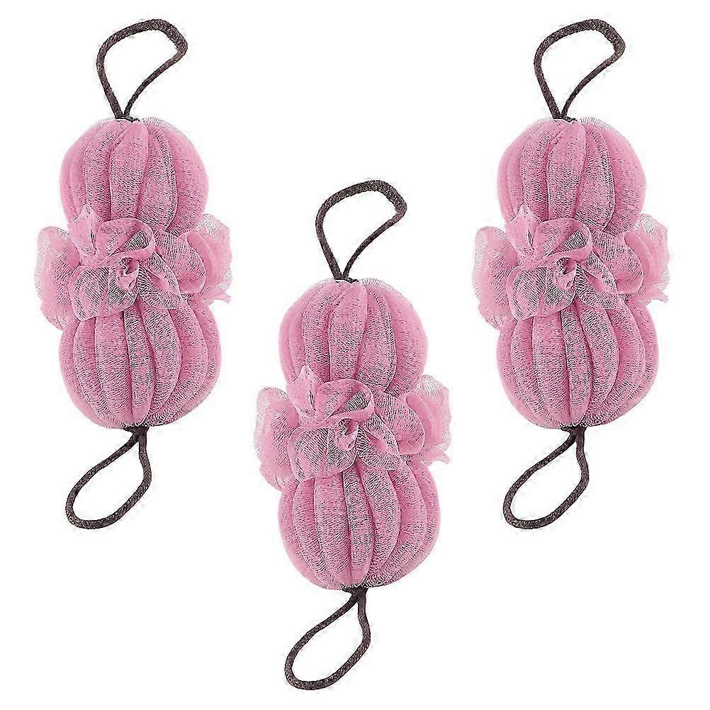 3 Pcs Soft Pink PE Bath Loofahs