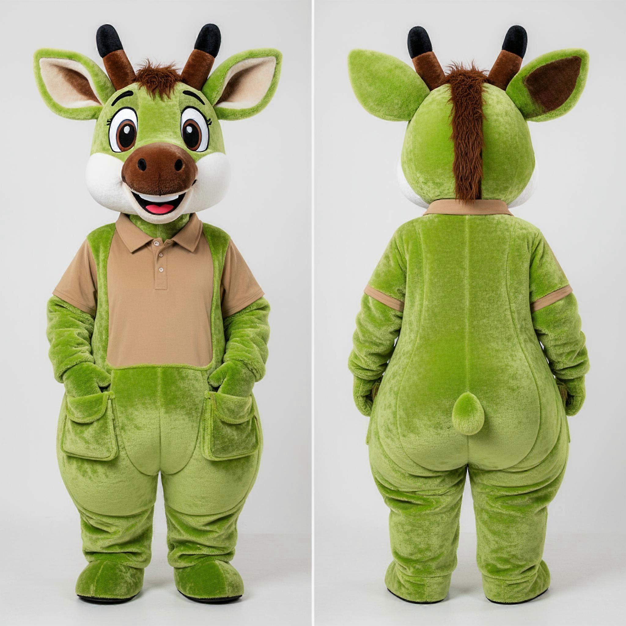 MASTICOT Lime Green Cartoon Okapi Mascot