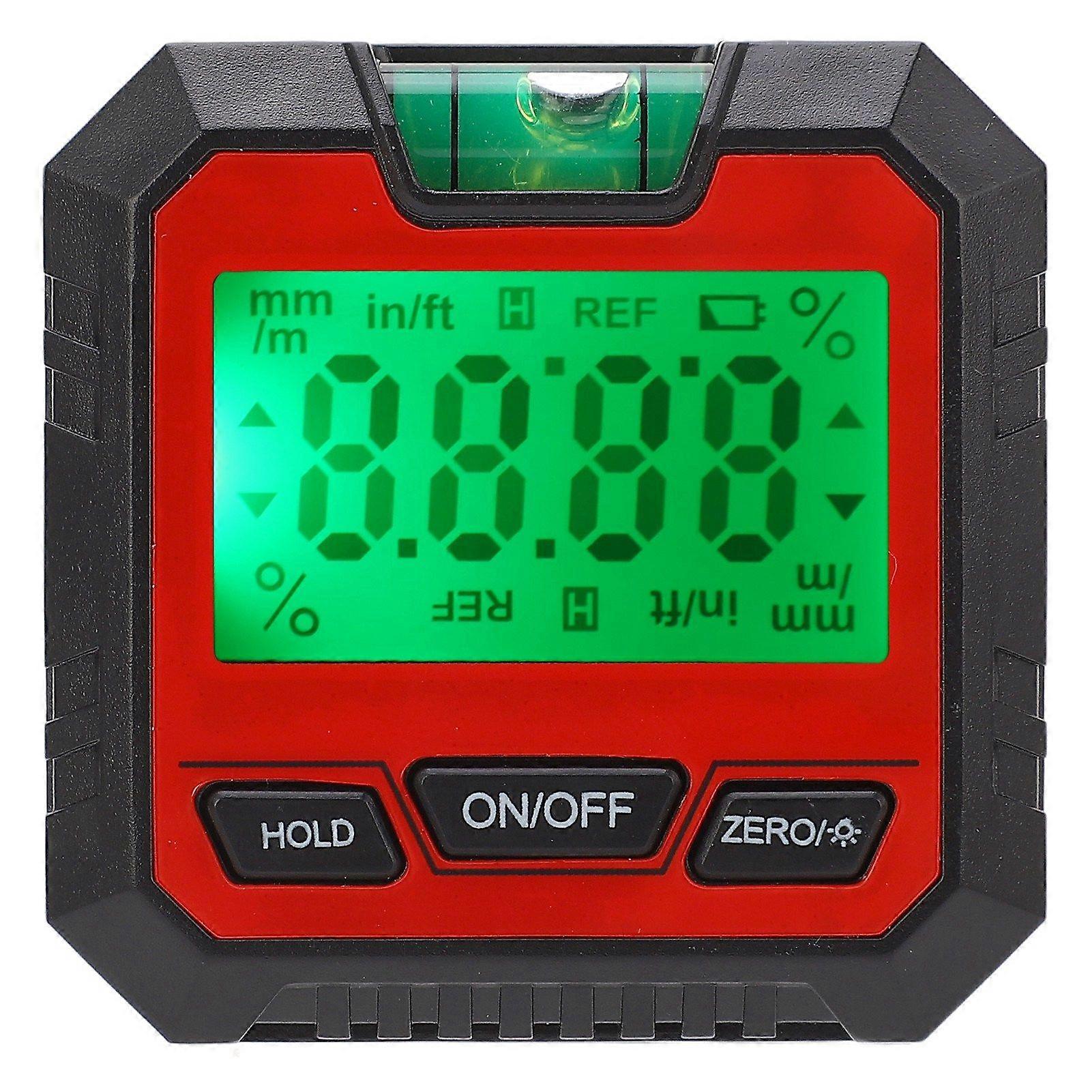 Digital Level Box Angle Finder Woodworking Electronic Protractor with Horizontal Bubble Red