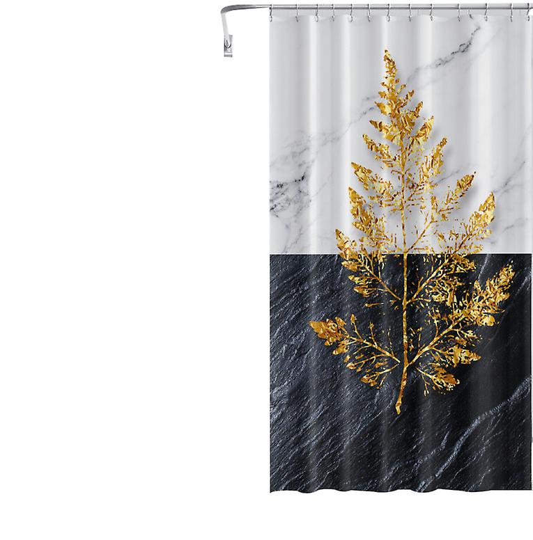 Shower Curtain Waterproof Anti-mold Polyester Fabric Gold Leaf Pattern