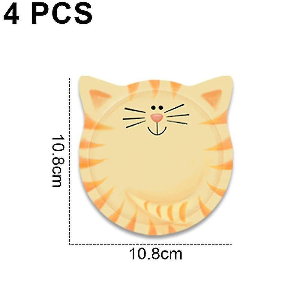 4 Pcs Cat Shaped Ceramic Coasters