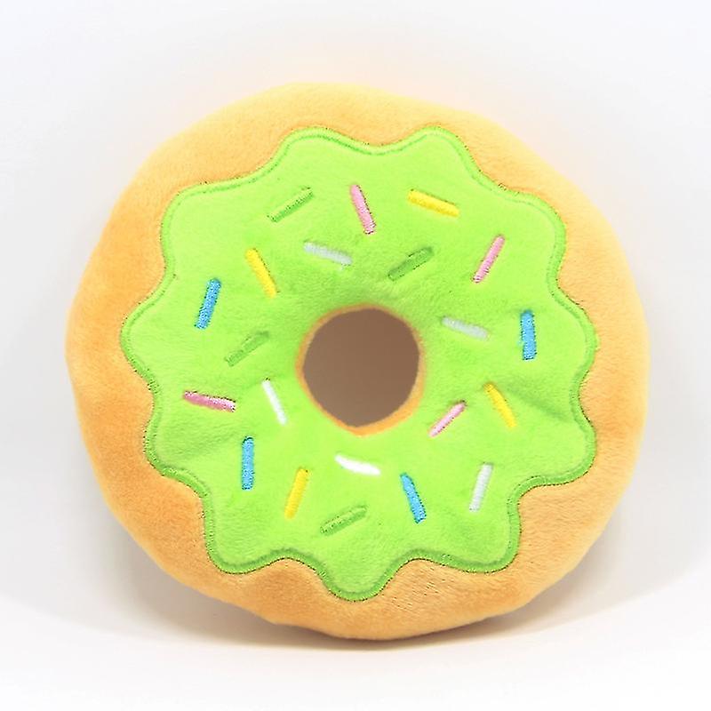 Funny Pet Interactive Squeaky Soft Short Plush Donut Dog Toy