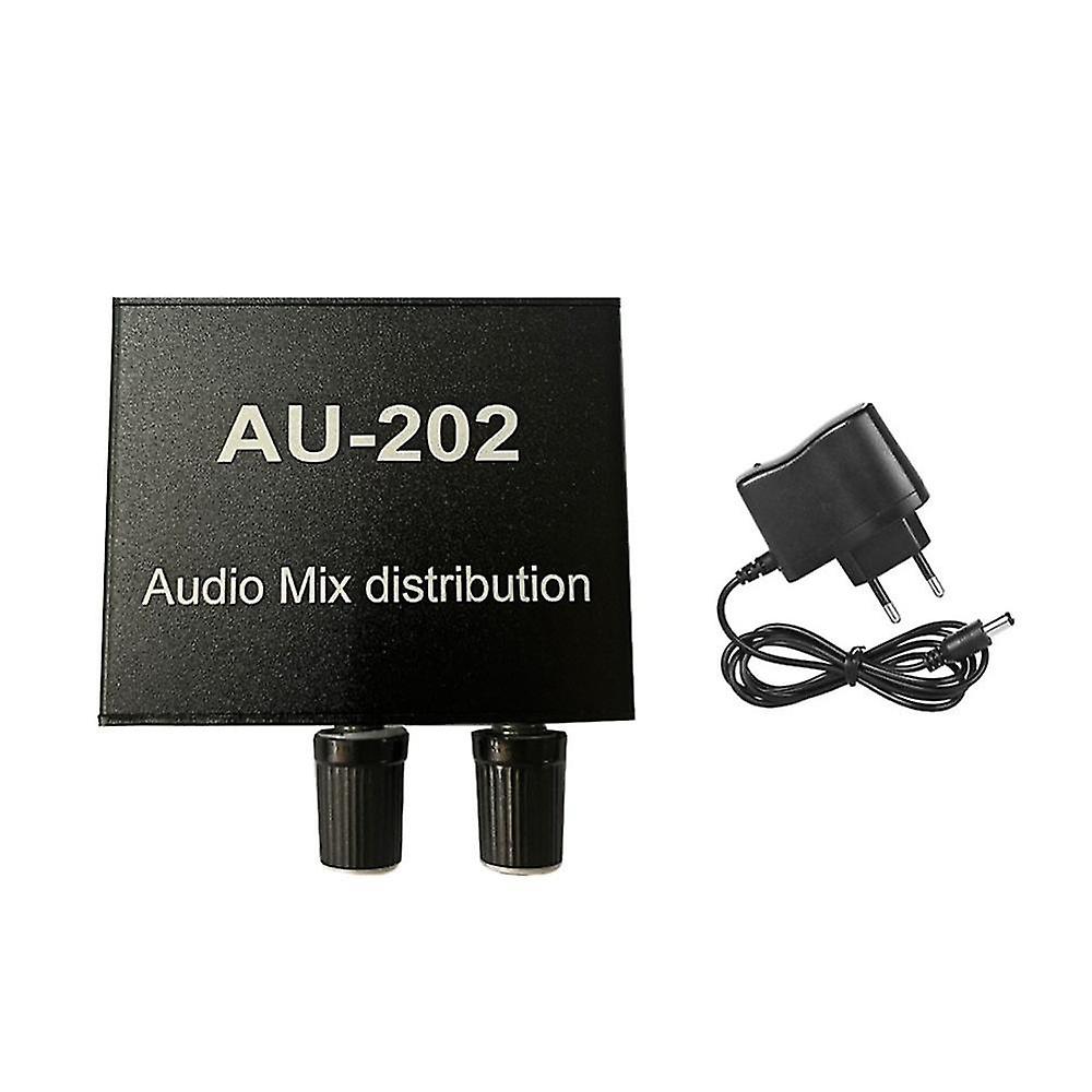 Au-202 Stereo Mixer Audio Distributor For Headphone External- Amp -control 2 Input 2 Output Eu Plug