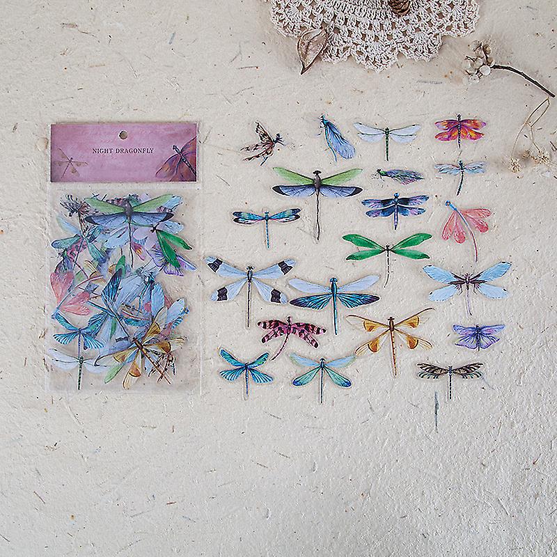 40pcs Vibrant Butterfly And Dragonfly Pattern Stickers For Diy Scrapbooking And Hand Account Decoration