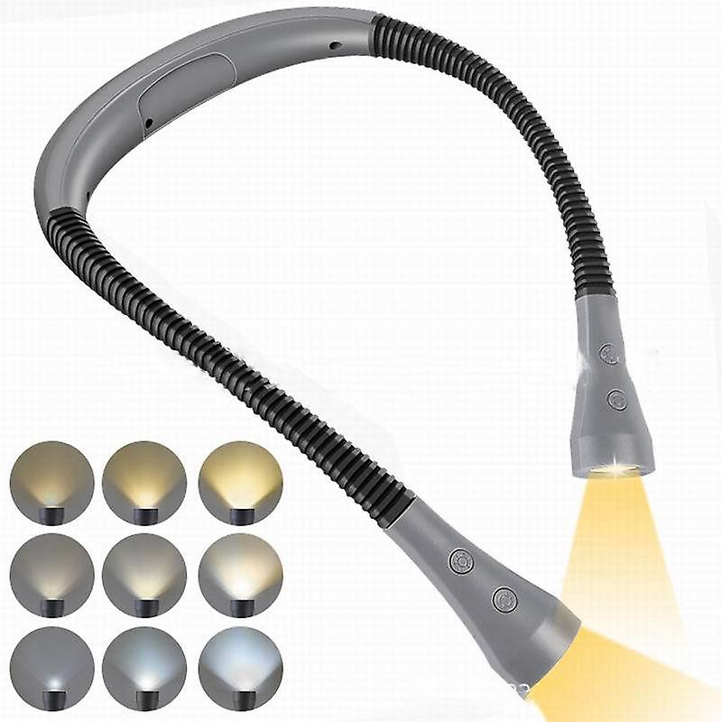 Rechargeable Neck Reading Lamp, Lamp for Reading in Bed, 3 Colors, 5 Brightness Levels, Foldable Arms, Long Life, Perfect for Reading, Knitting, Repa