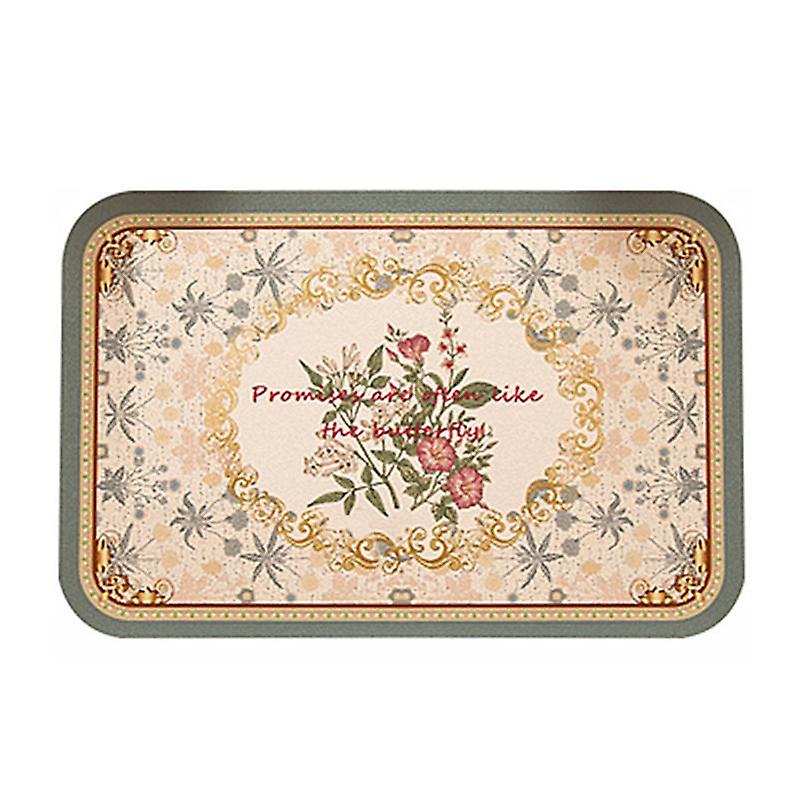 Faux Leather Placemat Waterproof Wear Resistant Lichee Pattern Retro Floral Print Dining Mat for Kit