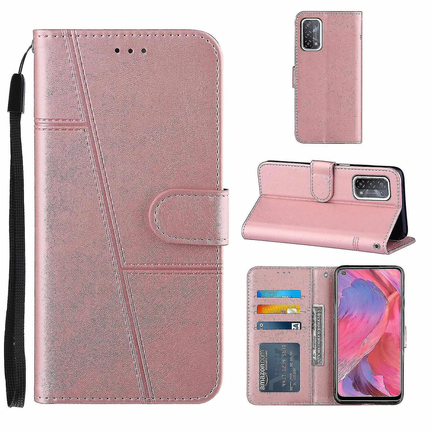 Compatible With Oppoa93 5g/a74 5g Case Leather Folio Cover Magnetic Premium Etui Coque - Pink