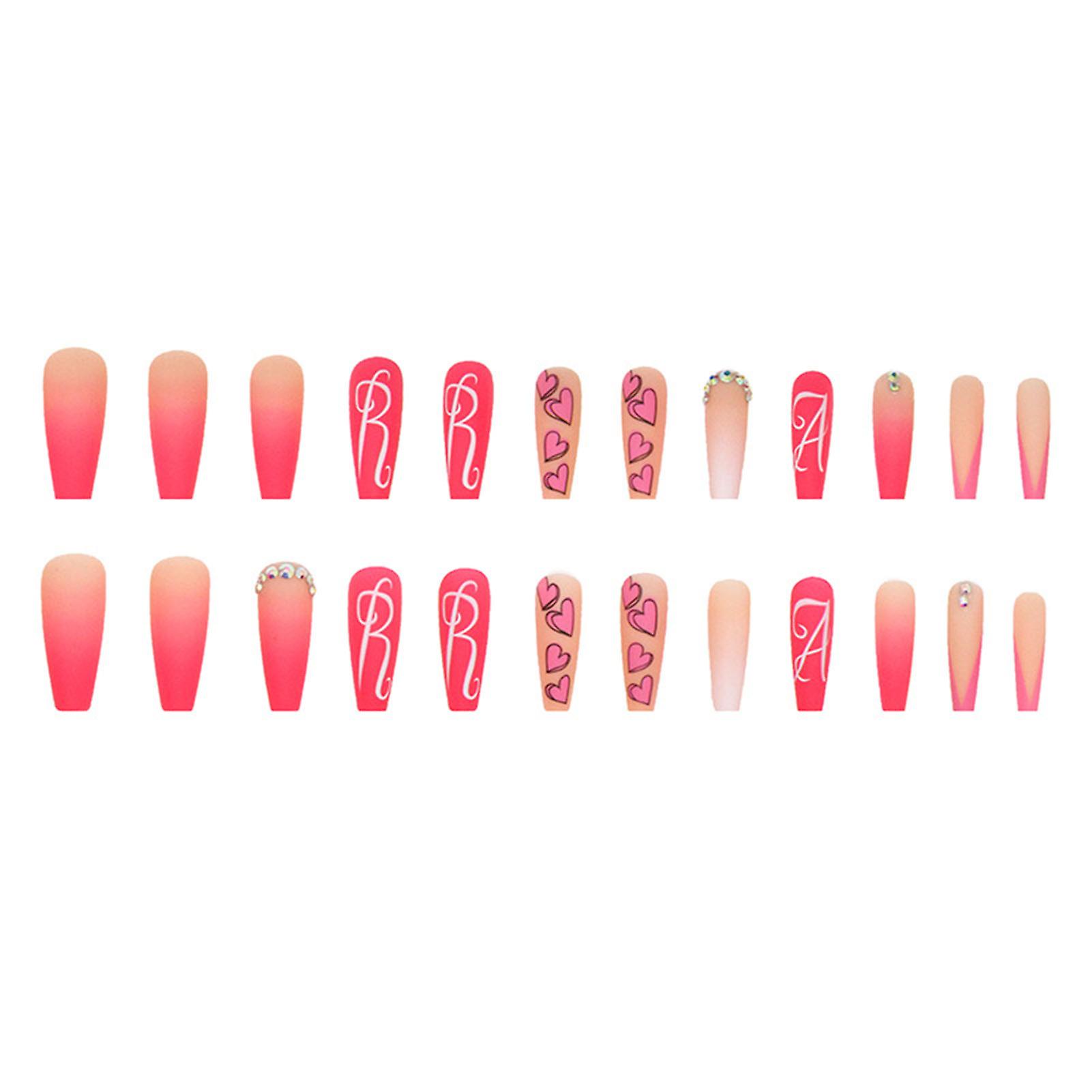 Hottie Style Gradient Fake Nails Gradient Colors And Exquisite Patterns