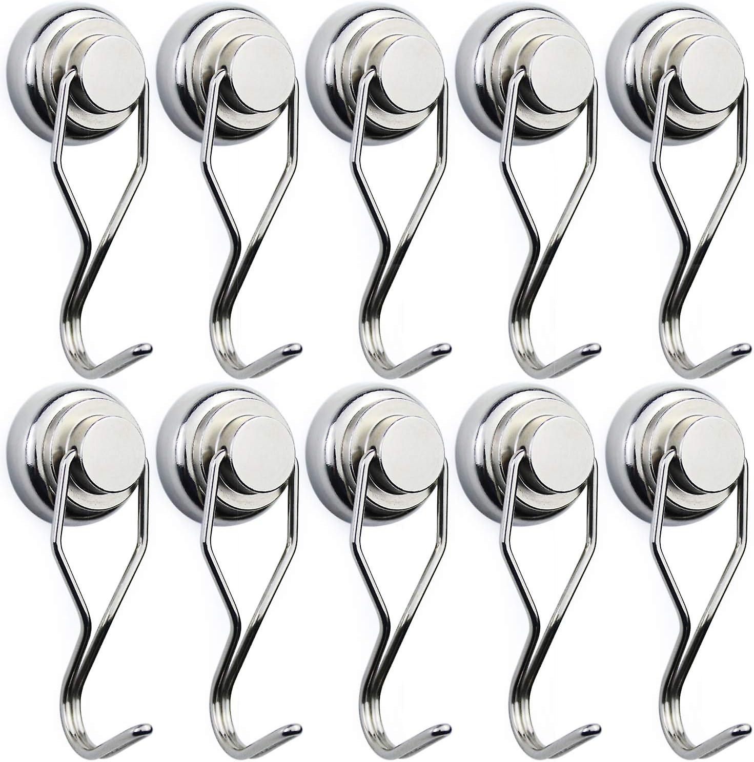 Newly Upgraded Rotating Magnetic Hooks, 60lb (pack Of 10) Magnetic Hooks For Fridge, Powerful Neodymium Magnet Hooks
