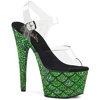 Sandalias para mujer Pleaser Adore-708mslg Clr/verde Multi Glitter