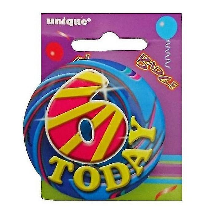 Unique Party Today Swirl 6th Birthday Badge