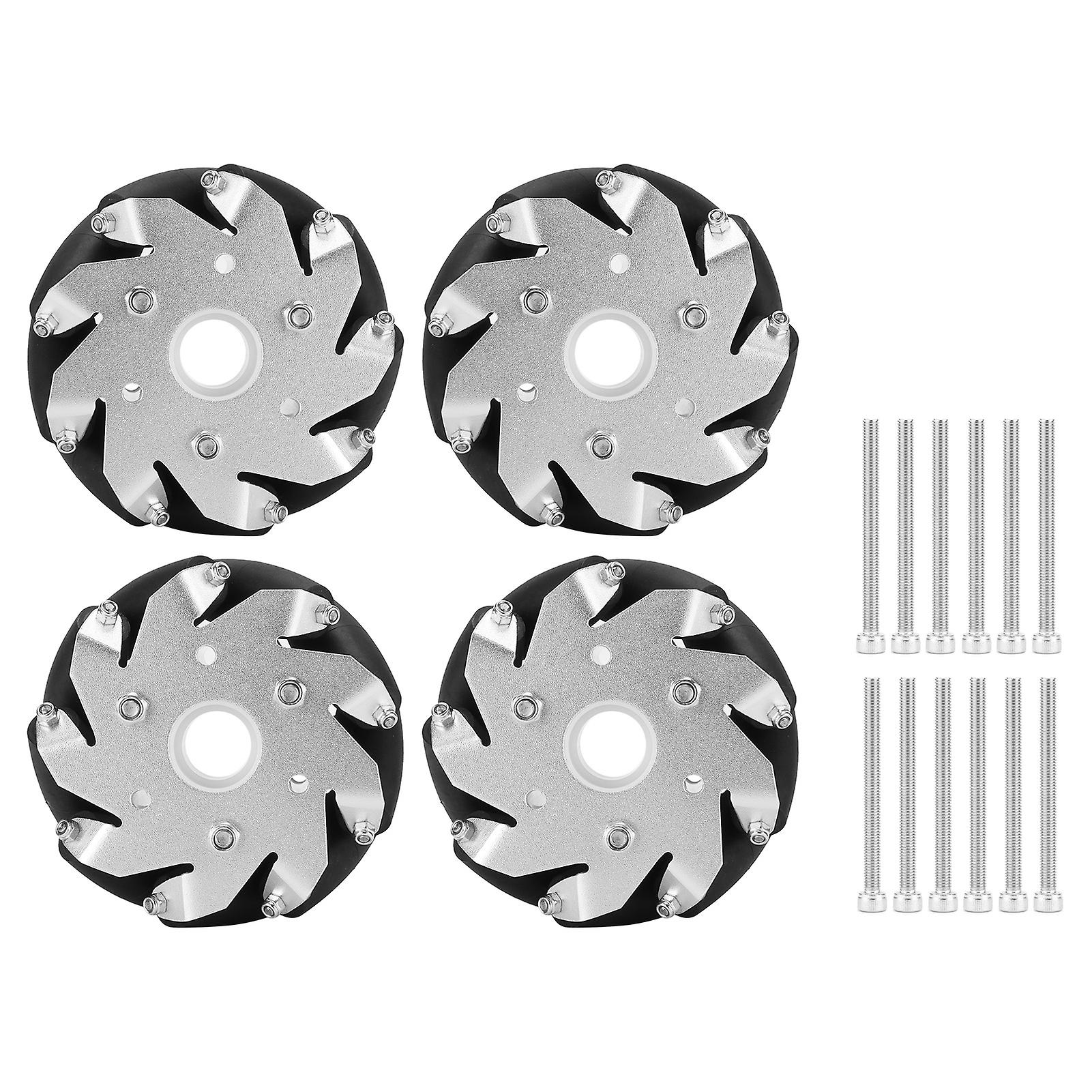 4Pcs Durable Steel 100mm Mecanum Wheels Left & Right Wheels for Robot Car 14162