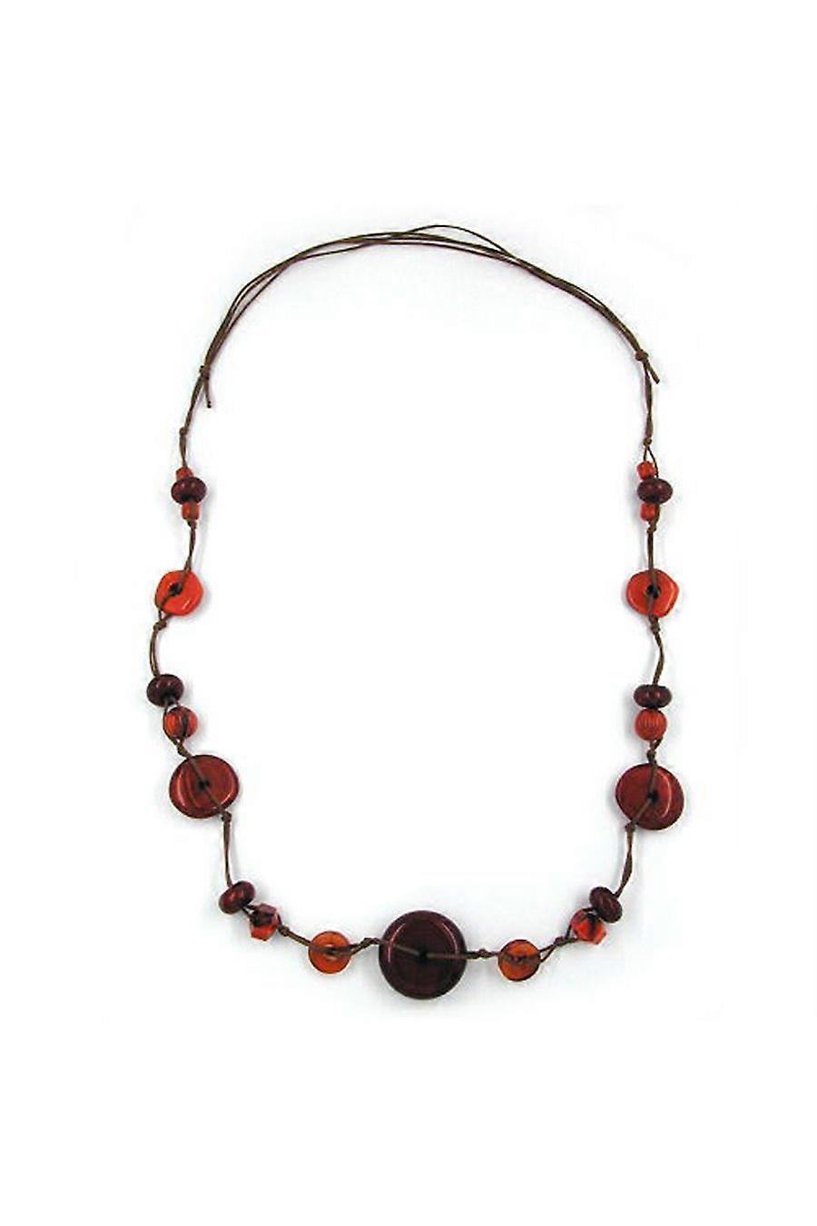 Necklace Disk Red-brown 100cm - Gl00337