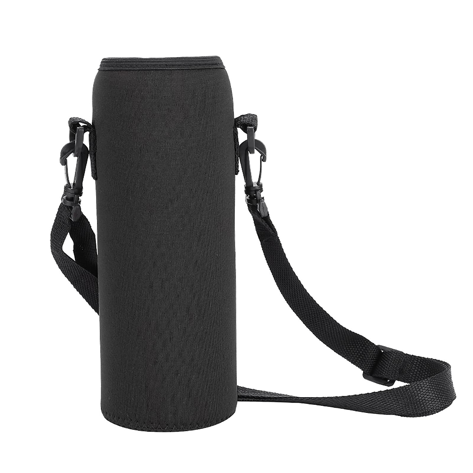 Housse isotherme en néoprène pour bouteille d'eau d'extérieur de 1 000 ml avec sangle, noire