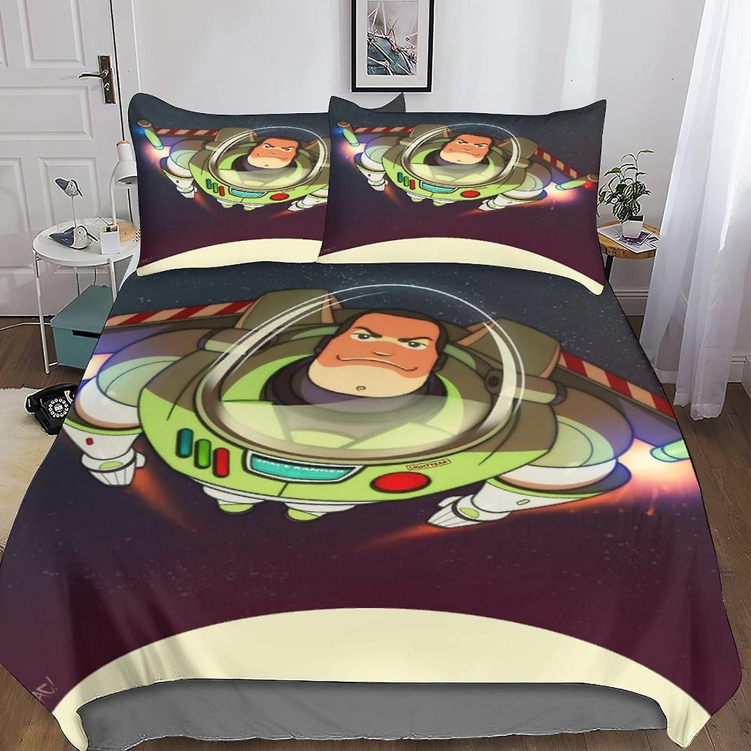 EKENOZ Toy Story Zestaw pościeli Druk 3D Poszwa na kołdrę Poszwa na kołdrę Rozmiar Miękka poszewka na kołdrę z mikrofibry dla dzieci Nastolatki Dorosły zamek błyskawiczny z poszewką na poduszkę 3 P