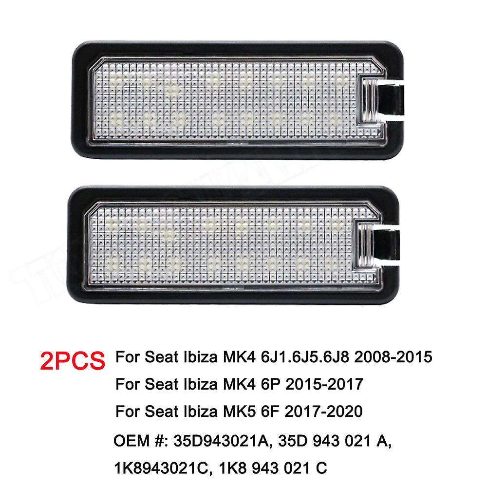 2pcs LED License Number Plate Light Lamp For Seat Ibiza 6L 6J MK3 MK4 MK5 Leon MK2 MK3 5F 1M Arosa Altea Cordoba Toledo 5P