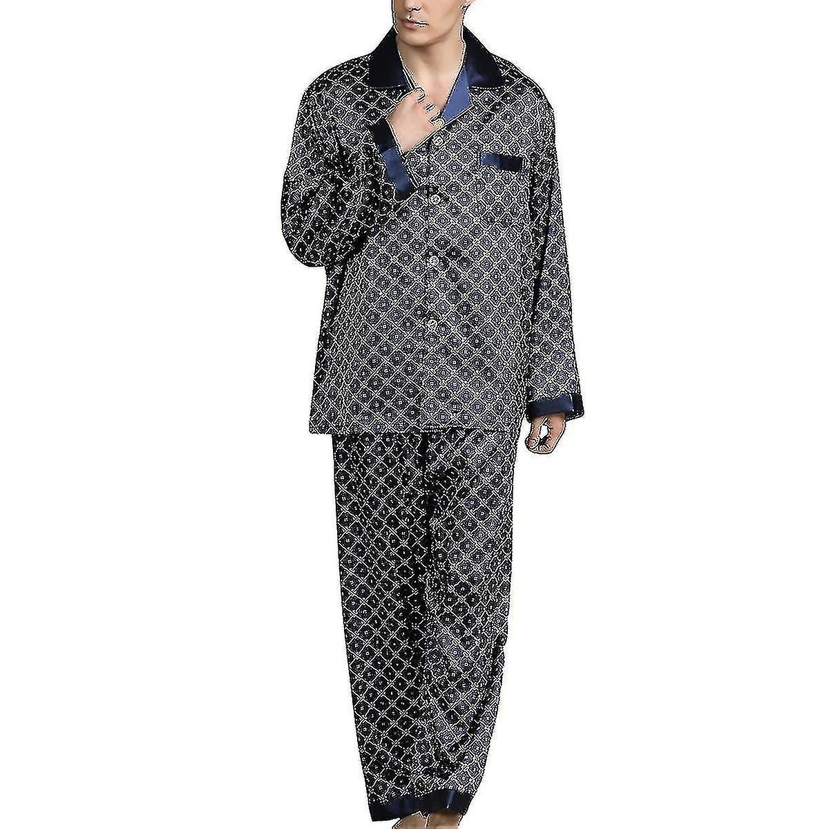 Men's printed long pajamas 2-piece set
