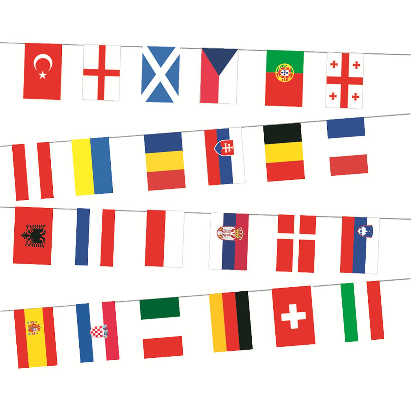 Euro 2024 Top 24 String Flags Decorative Hanging Flags Modern Simple Decorative Prop for Shop/Bar