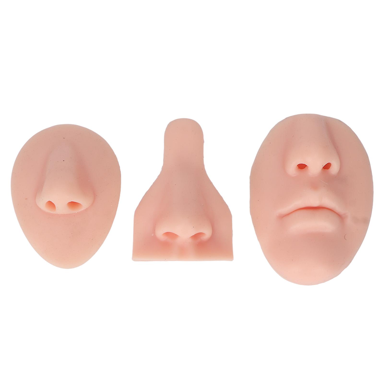 Silicone Nose Model Set Simulation 3D Soft Practice Nose Model for Nose Suture Teaching Exercise Light Skin Color