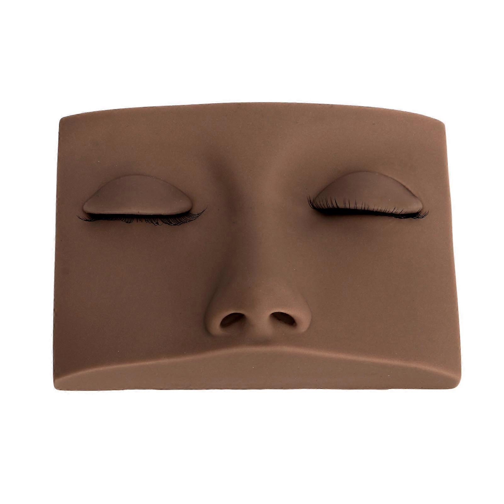 Lash Mannequin Head with 3 Pairs Replaceable Eyelid Silicone Eyelash Extension Practice Mannequin Dark Brown 
