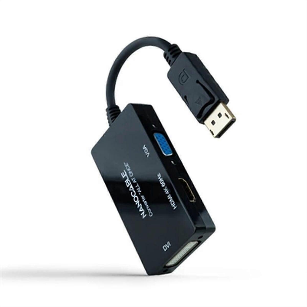 DisplayPort auf VGA/DVI/HDMI Adapter NANOCABLE 10.16.3301-ALL Schwarz 20 cm