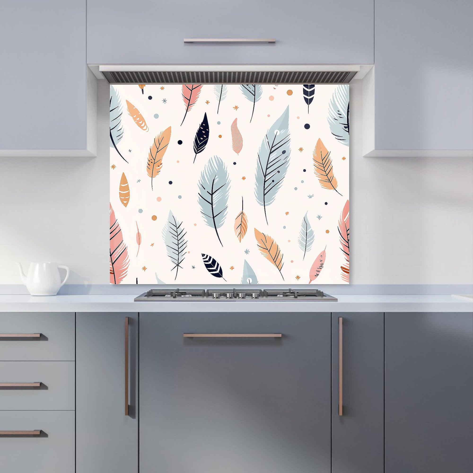 Pastel Feather Pattern Kitchen Splashback