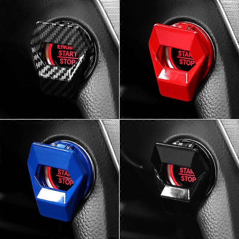 one-button Car Key Systems Key blade start trim interior Real bon fiber button ignition switch protective cover ring auto accessories