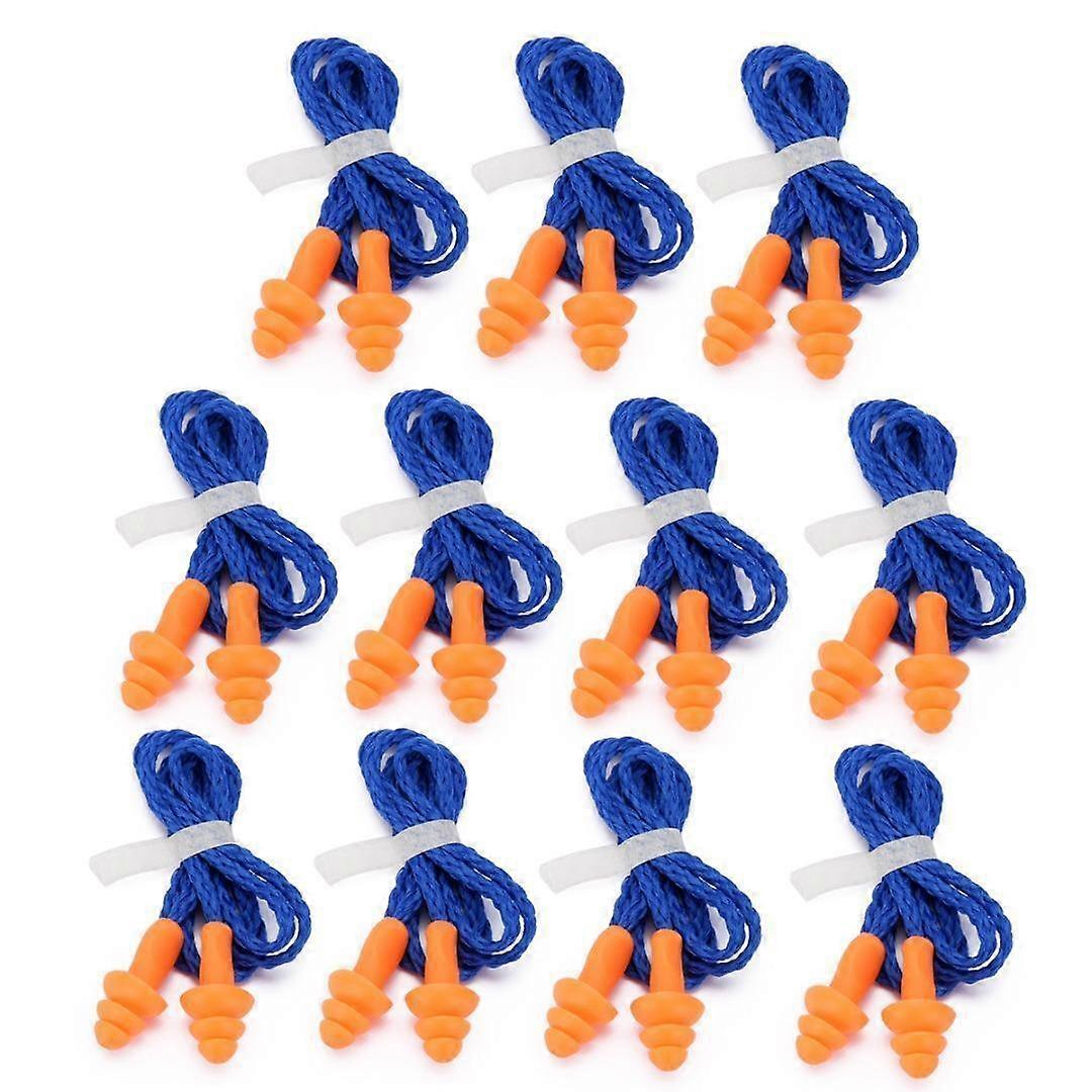 10 Pairs Corded Ear Plugs Reusable Silicone Earplugs with String Banded Ear Plug Sleep Noise Cancelling for Hearing Protection (Blue-Orange)