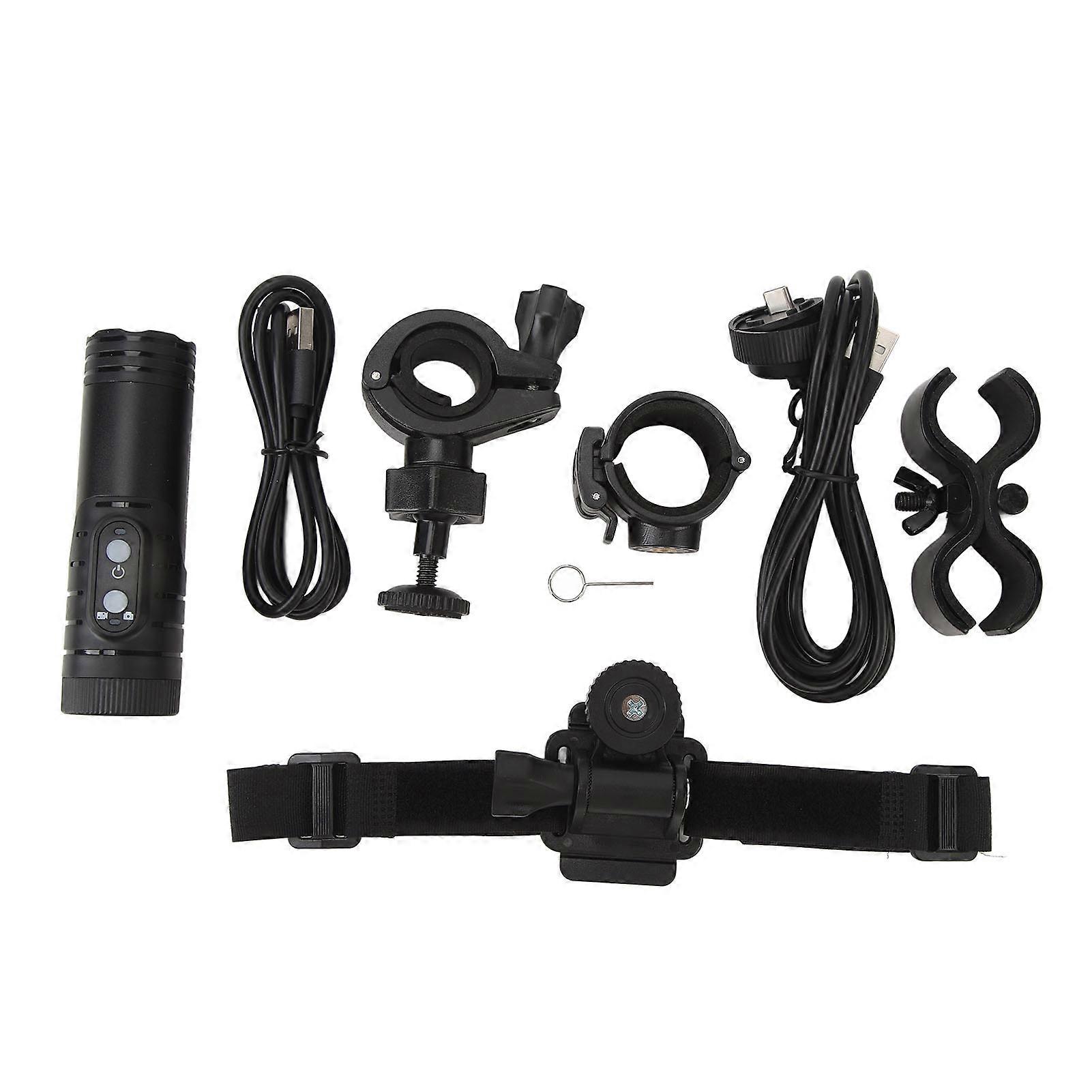 4K Action Camera Waterproof Bike Motorcycle Helmet Camera Anti Shake Sport DV with Waterproof Charging Cable Helmet Bracket Bicycle Bracket H68B Black