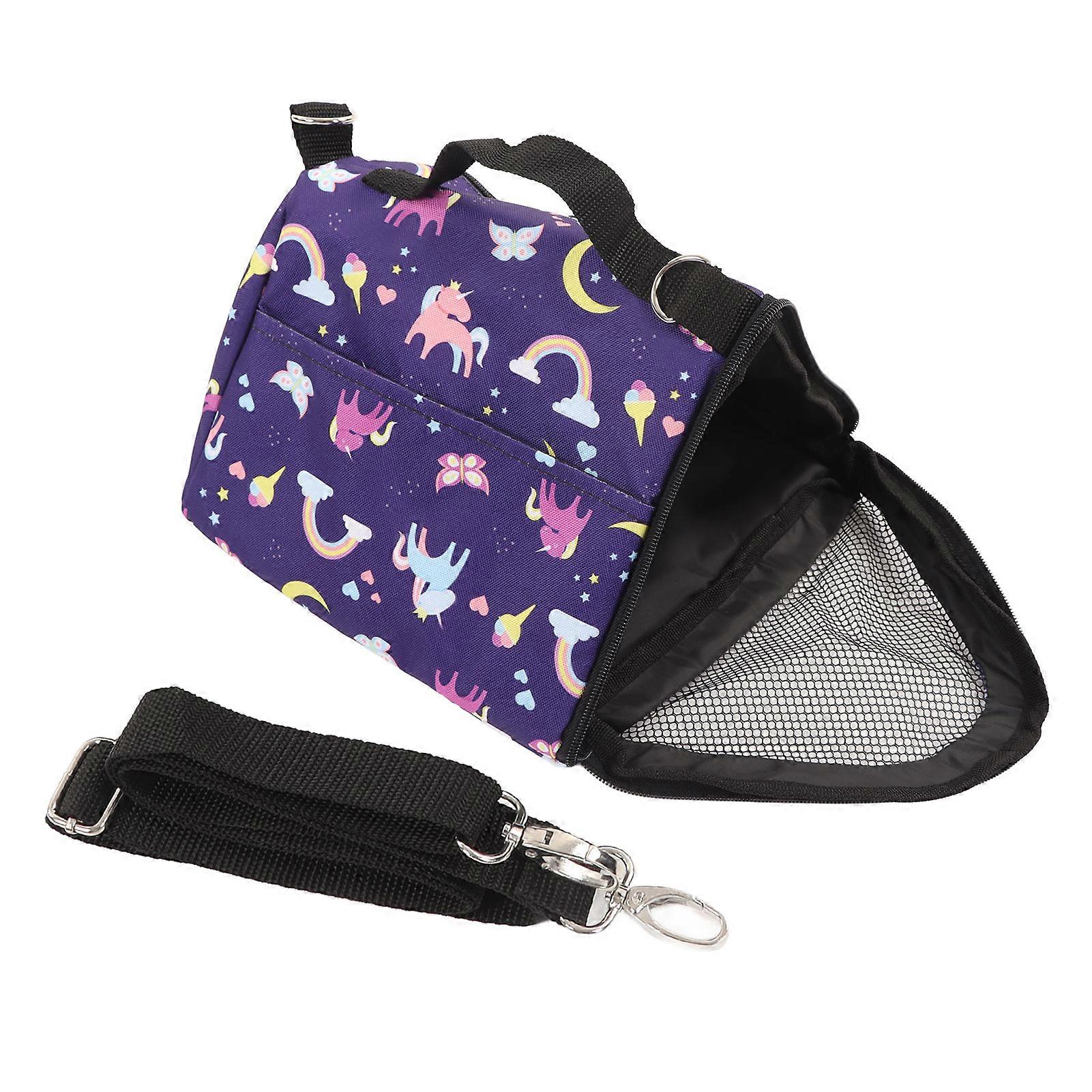 ポータブル小型ペットトラベルバッグ屋外ポータブルハムスターバッグ通気性ショルダーペットキャリングバッグパープル