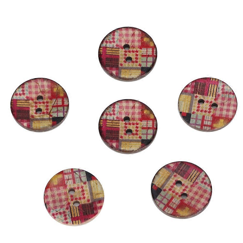 100PCS Runde bemalte Knöpfe Kokosnussschale DIY Nähen Handwerk 2 Löcher Knöpfe 20mmFarbe 1