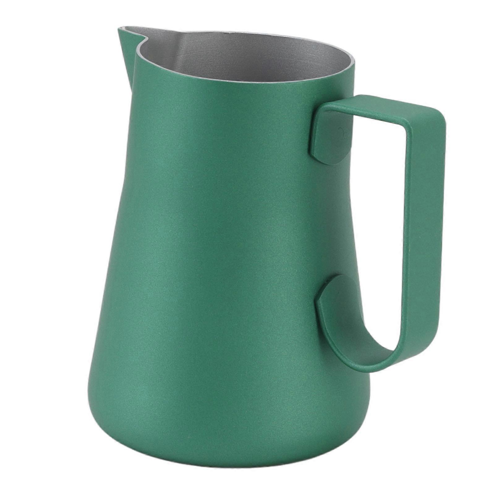 Stainless Steel Green Coffee Steaming Frothing Jug - Multipurpose Food-Grade Espresso Milk Frother Pitcher(550ML)