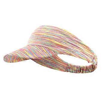 Women Sun Hat Tennis Sweat Absorption Wide Brim Colorful Stripe Outdoor Sports