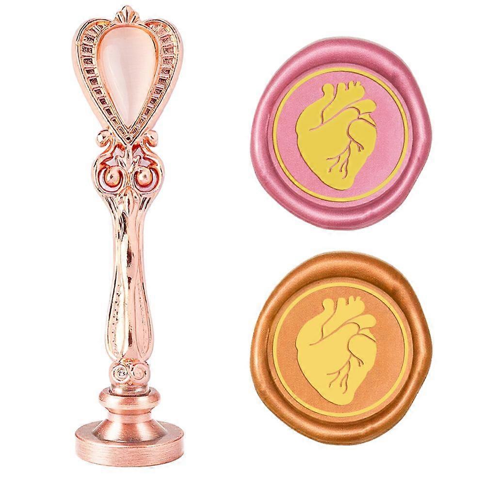 1Set DIY Scrapbook Brass Wax Seal Stamp Flat Round Head and Heart Handle Other Pattern 25mm Valentine's Day