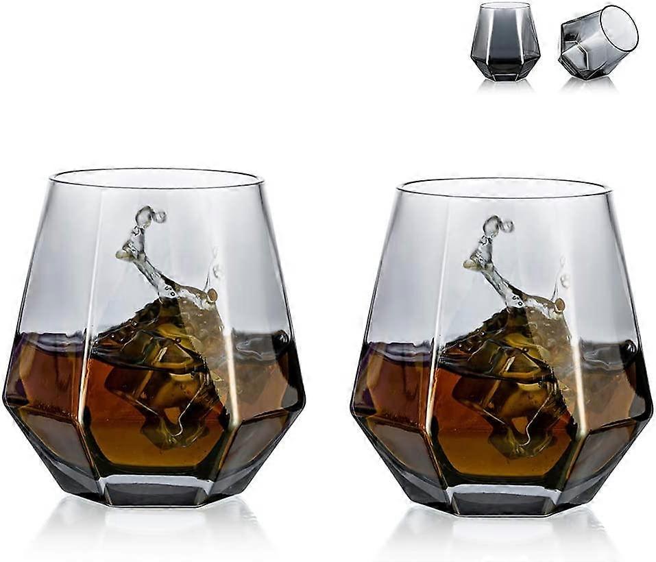 Neues Produkt, Diamant Whiskey Gläser 2er Pack Saftgläser Tilt Scotch Whisky Gläser 300ml Whiskey Gläser Modern Look Glaswaren