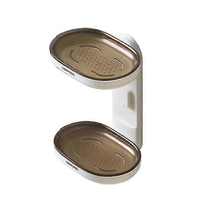 Double Layer Wall Mount Soap Rack Draining Holder Kitchen Bathroom Storage Box Jikaix