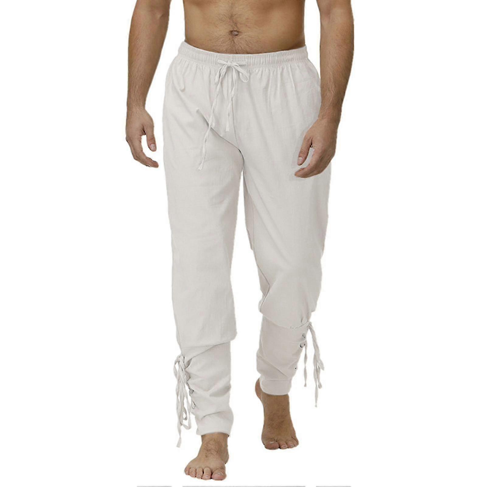 Pirate Pants Drawstring Vintage Elastic Waist Ankle Tied Trousers