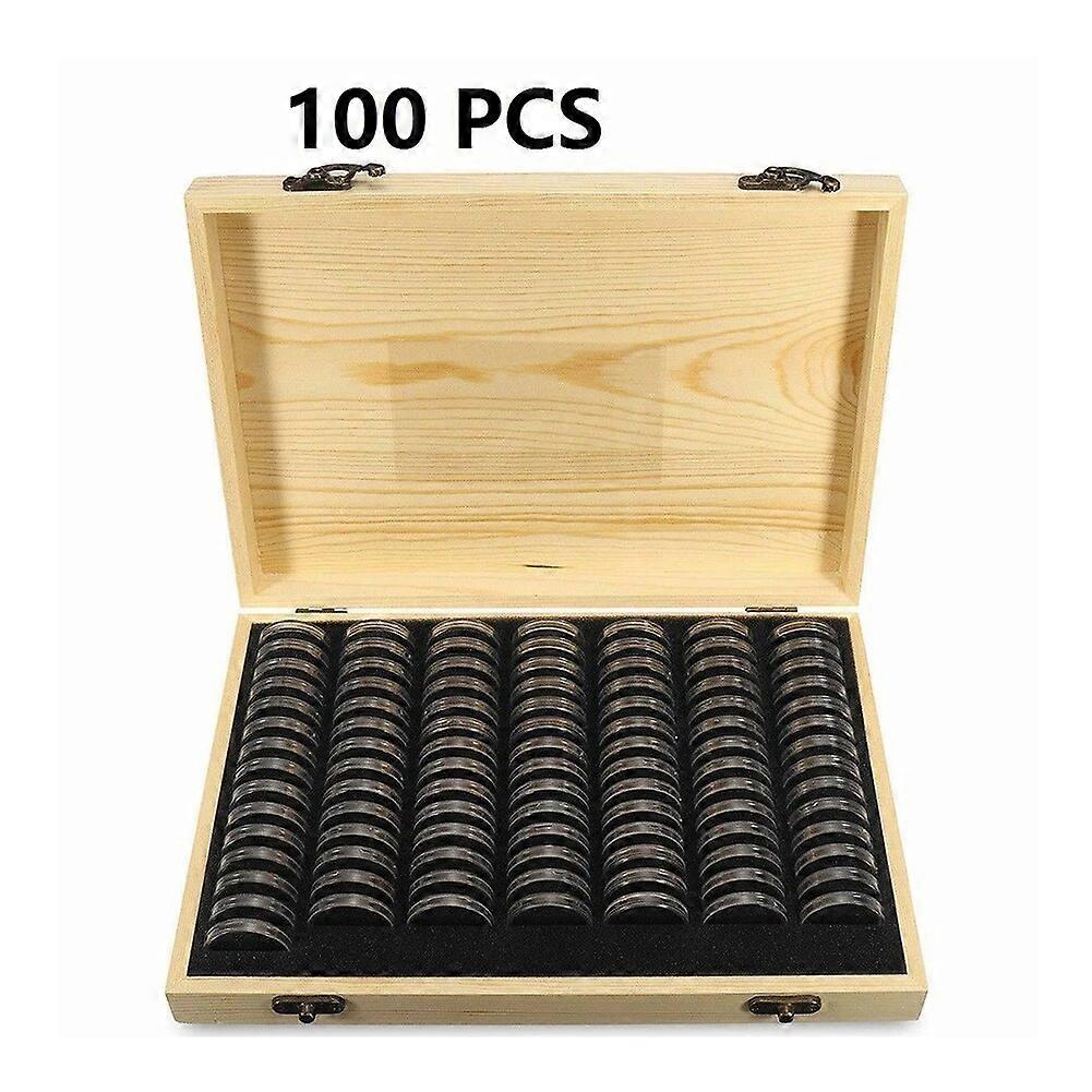 Adjustable Container Coin Storage Box Simple Capsules Wooden Display Protective Collection Case Commemorative Home Universal
